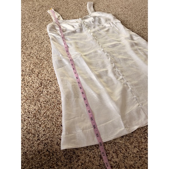 19 COOPER Women's White Satin Button Front‎ Mini Dress L - Picture 6 of 7